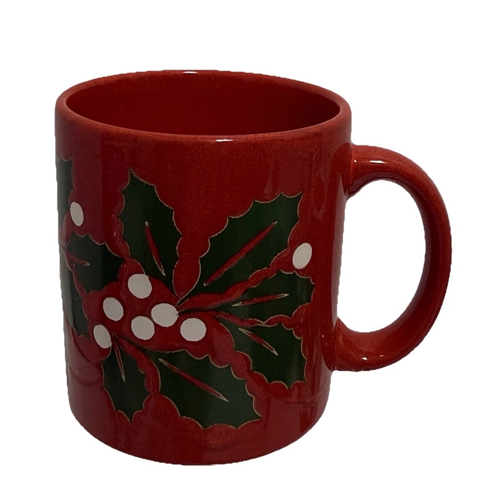 Waechtersbach W Germany Christmas Holly Berry Red Coffee Mug‎ German Pottery 4"